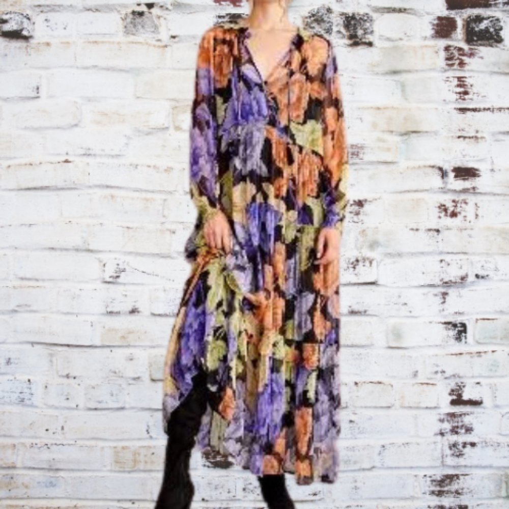 NWT Anthropologie's The Marais Printed Chiffon Maxi Dress